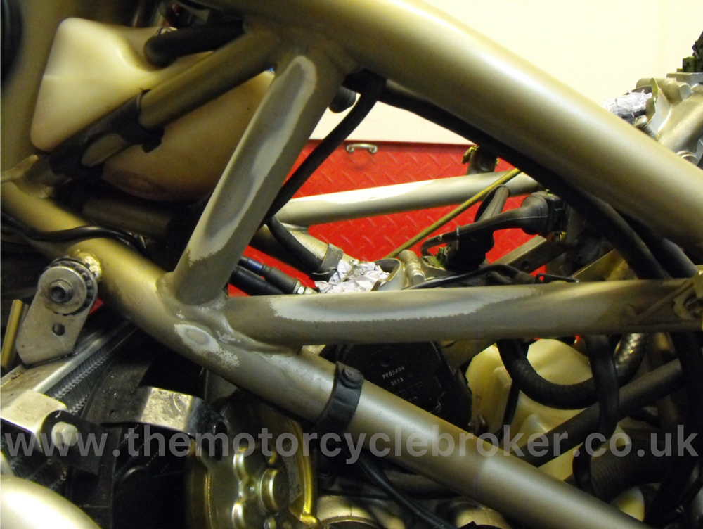 Ducati 916 SP frame stripped back